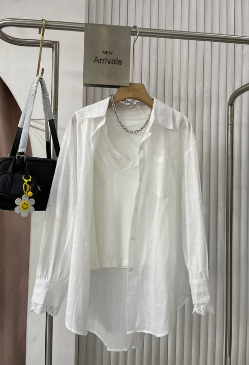 Summer Casual Shirt with Lacey Camisole  Sets